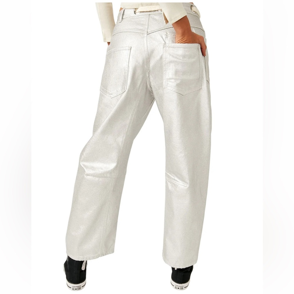 Free People Moxie Metallic Barrel Jeans - Picture 3 of 9